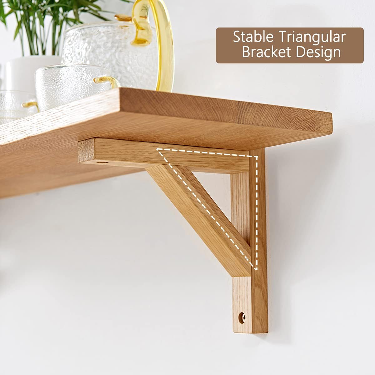 Natural Oak Floating Shelf 32 Inches Wall Mount