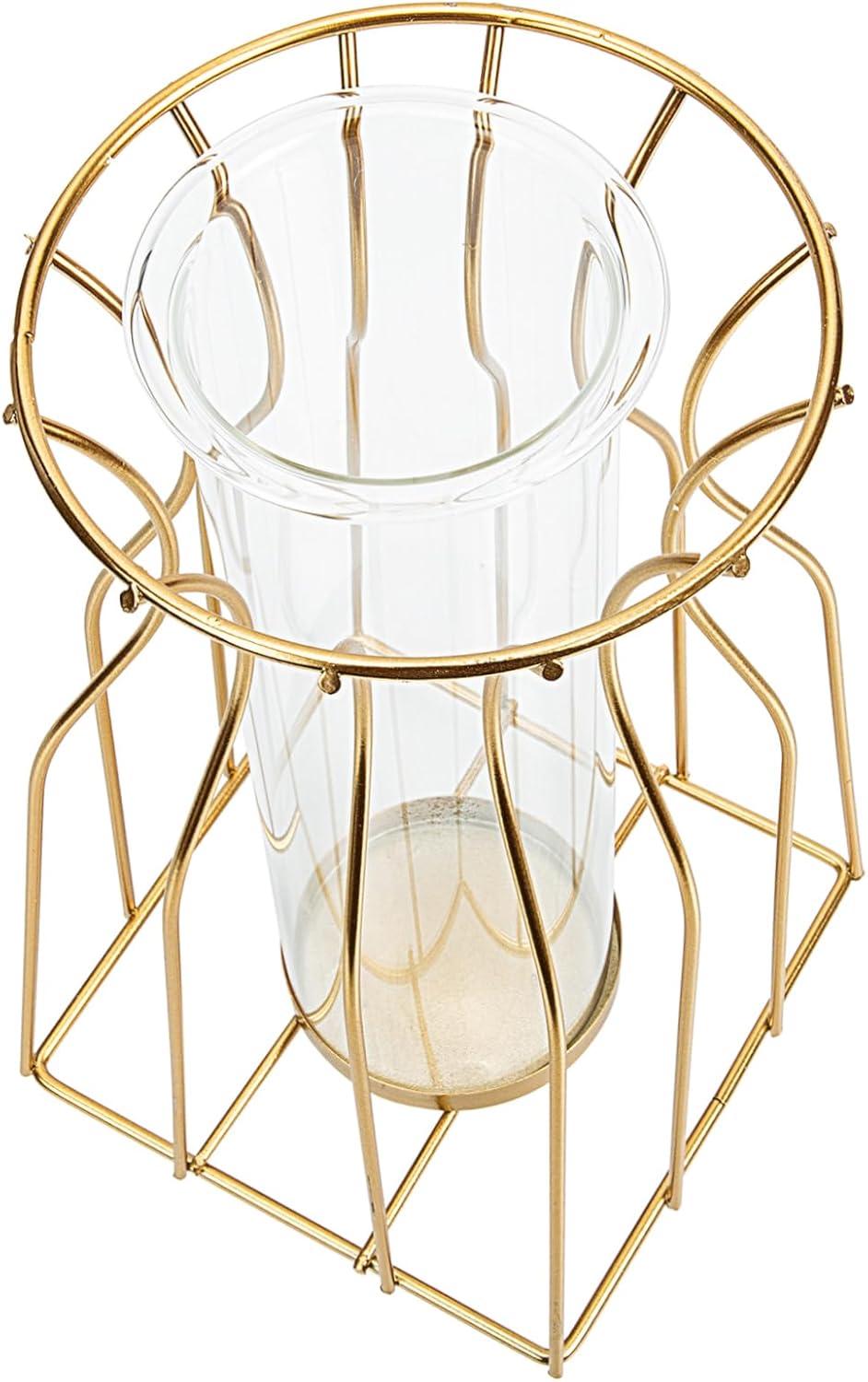 VOSAREA Geometric Iron Art Glass Vase