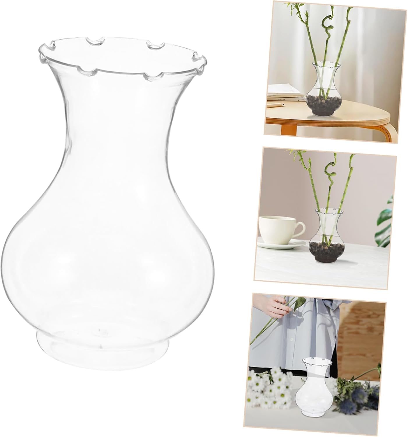 4pcs Clear Plastic Centerpiece Flower Vases with Nonslip Base and Robust Design