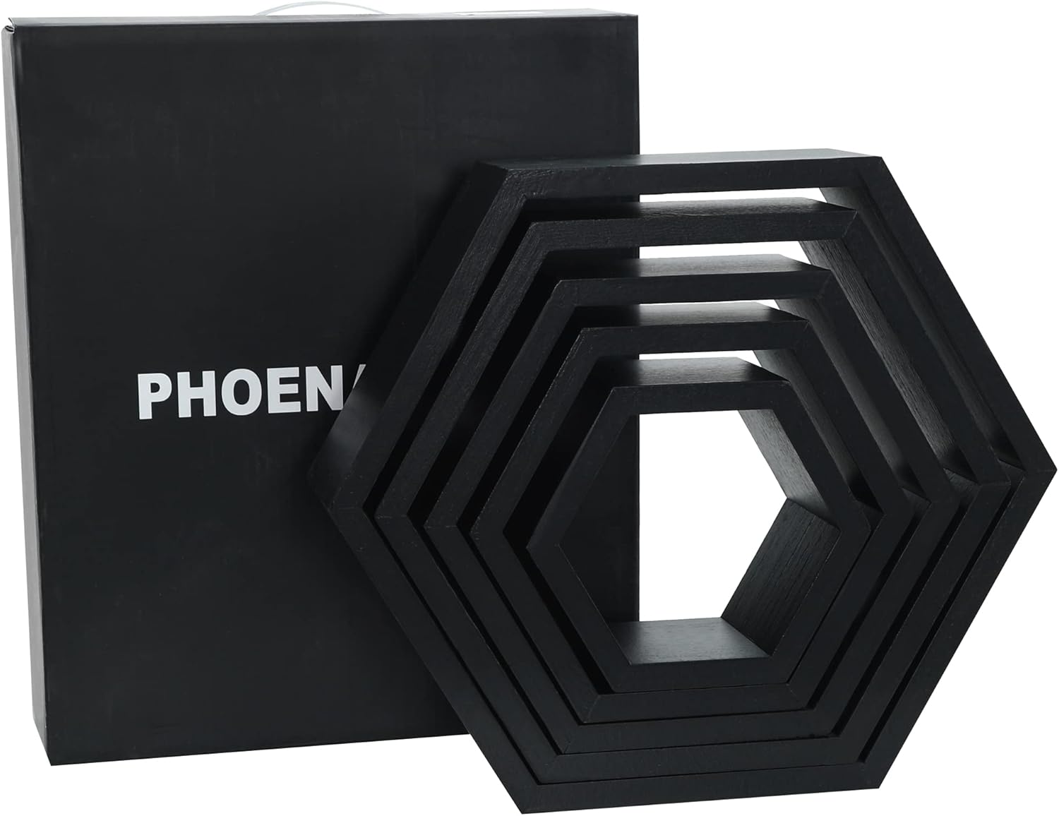 PHOENANCEE Hexagon Floating Shelves Set of 5 Wall Decor
