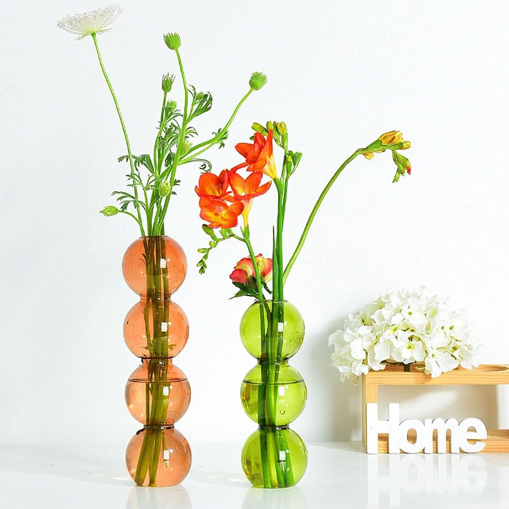 WAYUTO Clear Glass Bubble Vase Modern Home Decor