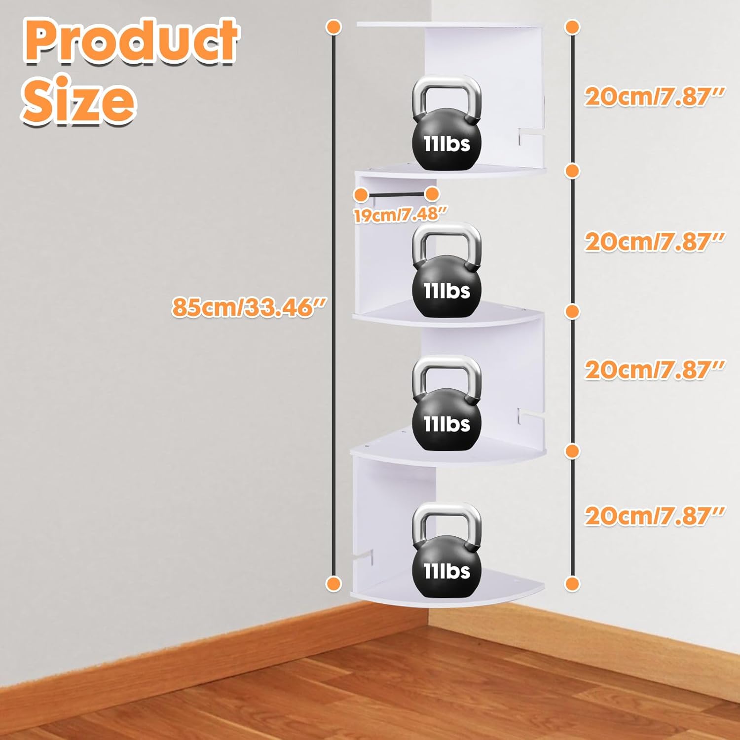 ShellKingdom 5 Tier Corner Shelf Wall Mount White