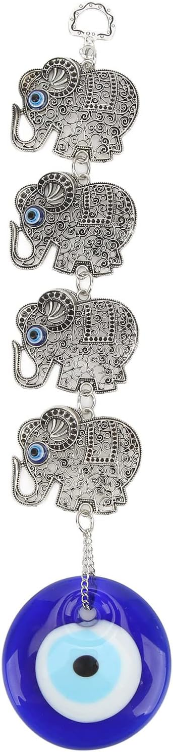Blue Eye Ornament 4 Skeleton Alloy Elephants Wall Decoration