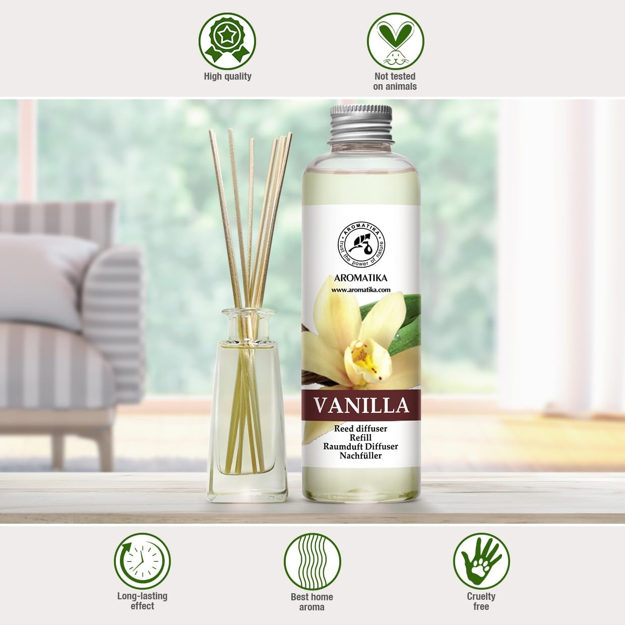 Vanilla Diffuser Refill with Natural Vanilla Essential Oil 68 Fl Oz