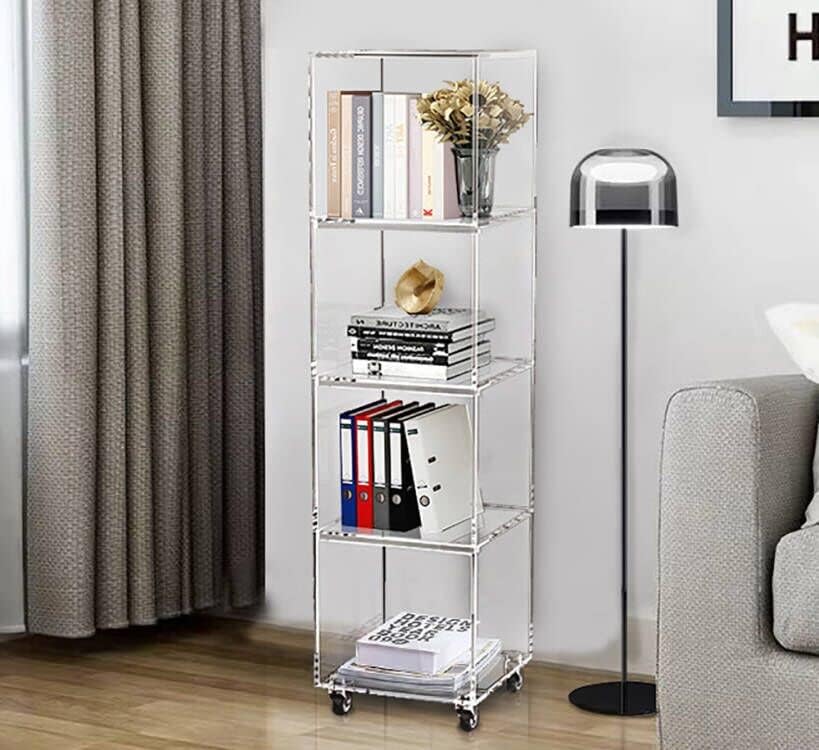 ONELUX 5-Tier Acrylic Corner Shelves Square Display Rack