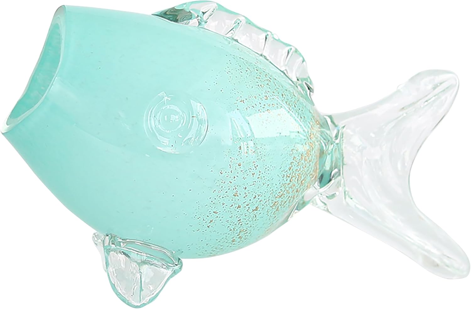 Beachcombers Small Geo Patterned Glass Puffer Fish Vase Blue