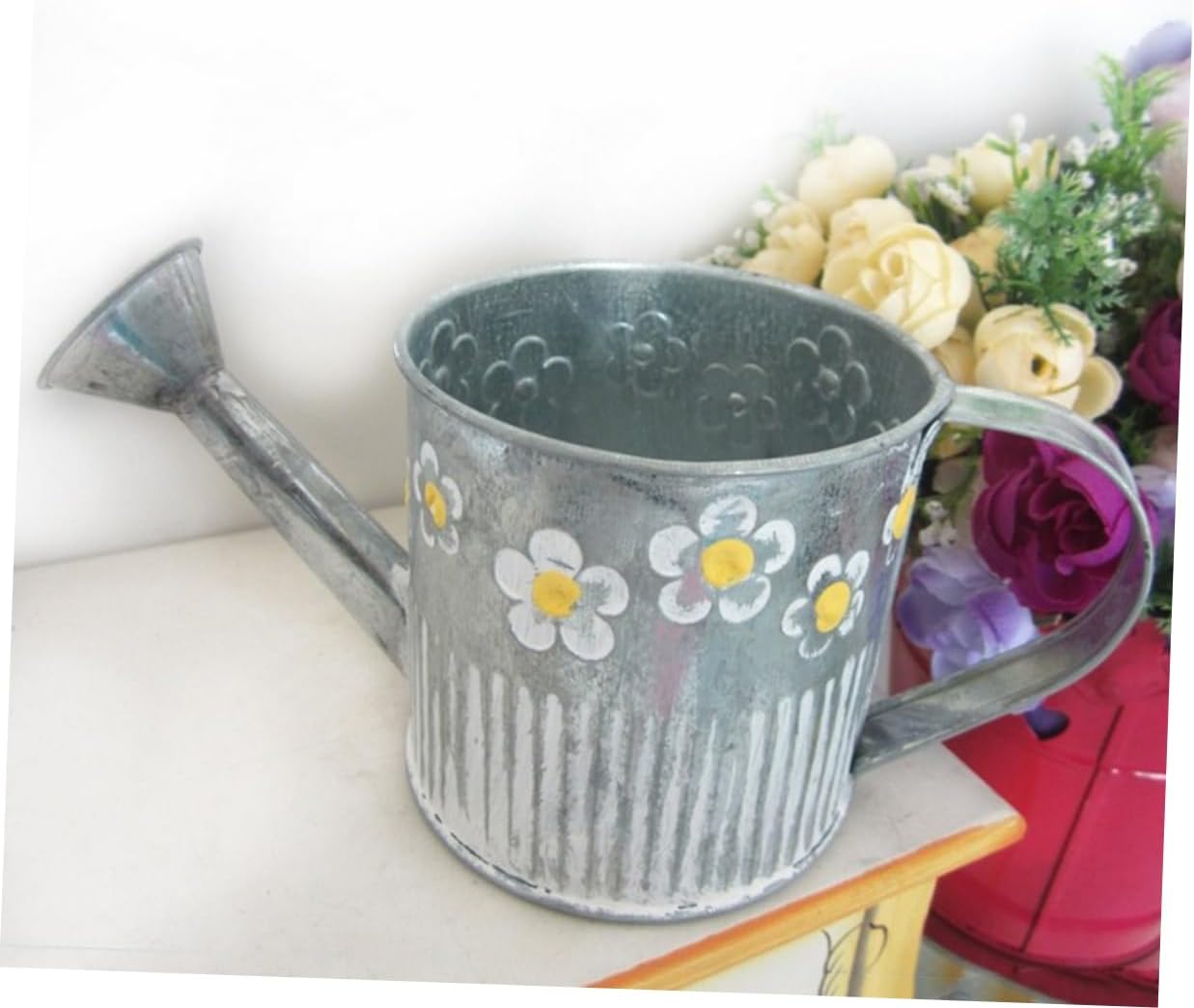 LIFKOME Rustic Tin Watering Can Flower Vase Decor