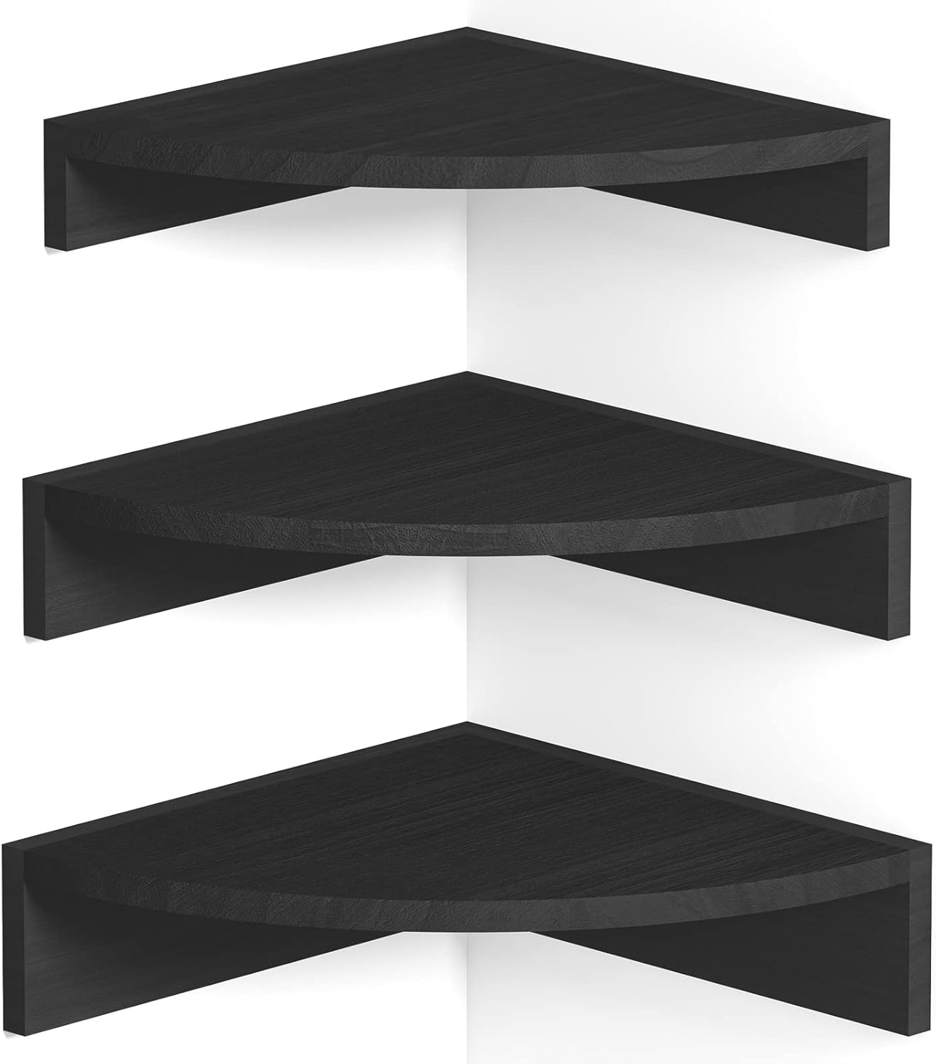 Alsonerbay Black Corner Shelf Wall Mount Set of 3