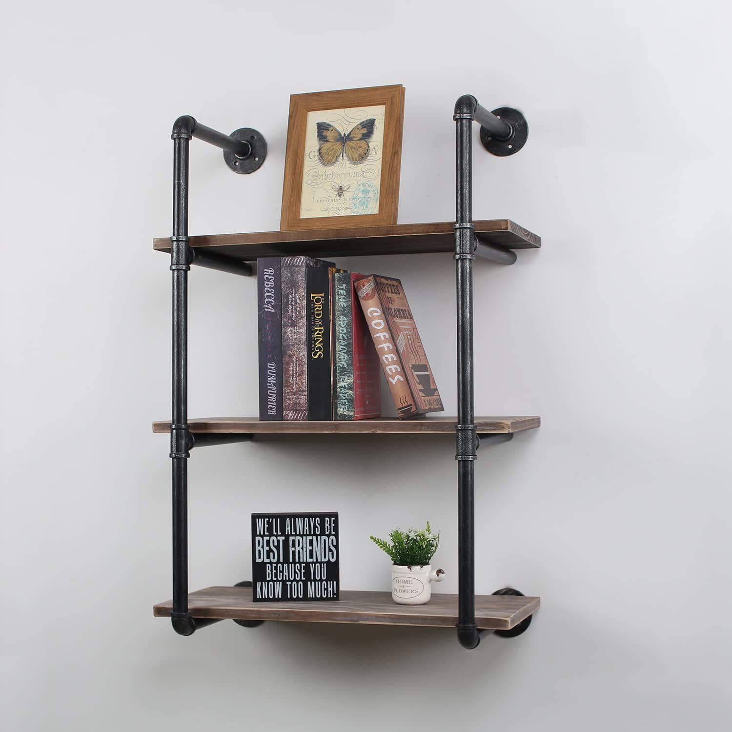 Industrial Style 24in Rustic Metal Floating Shelves