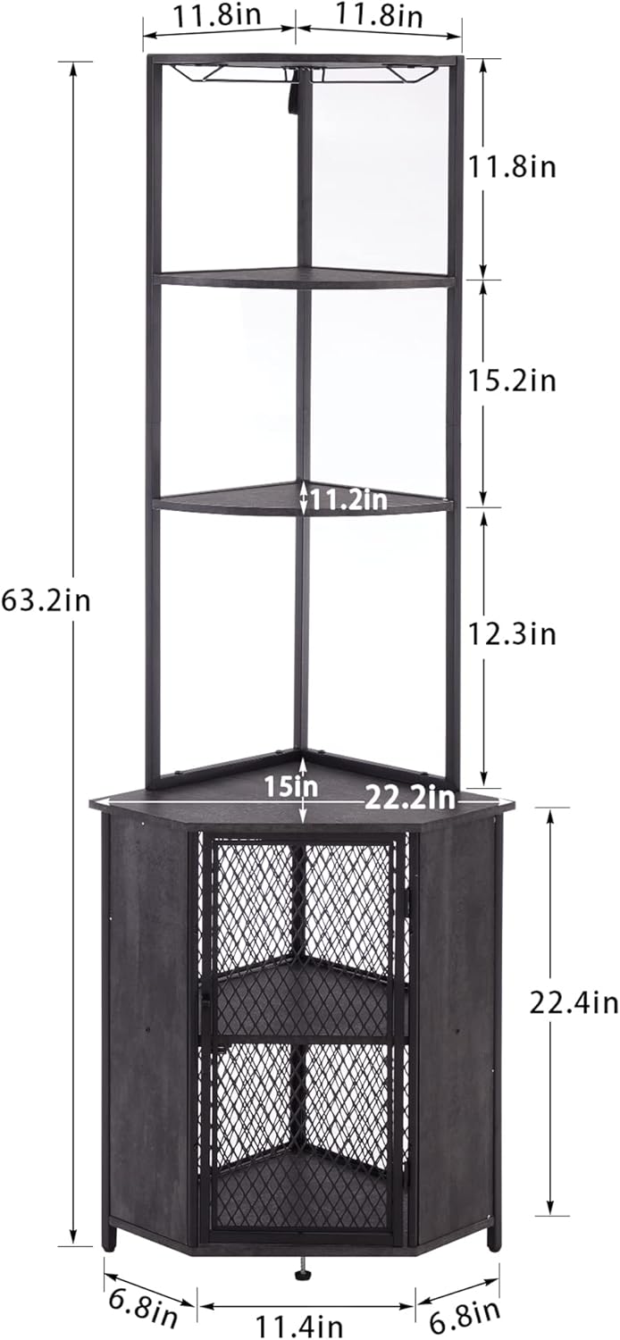 VECELO Corner Cabinet Tall Storage Shelf Bookshelf Display