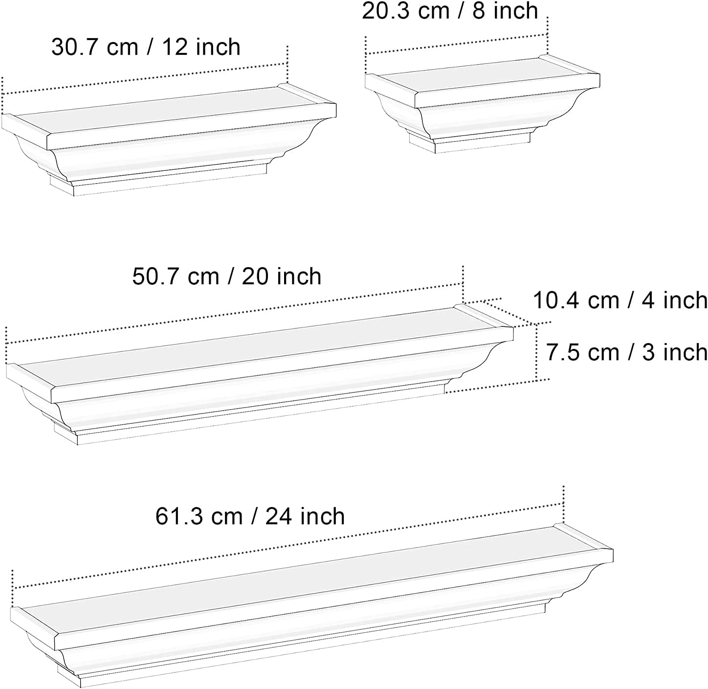 SRIWATANA Black Floating Shelves Set of 4
