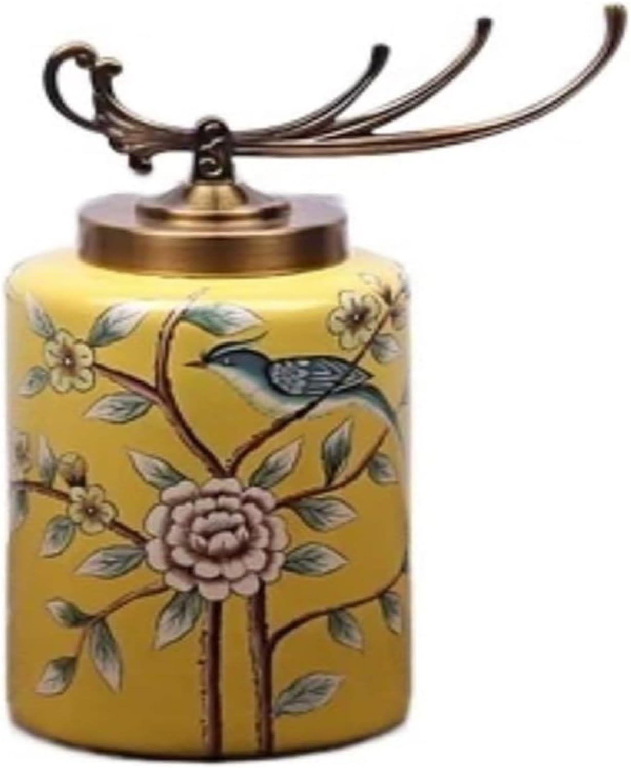 Decorative Ceramic Ginger Jar Vase with Copper Lid