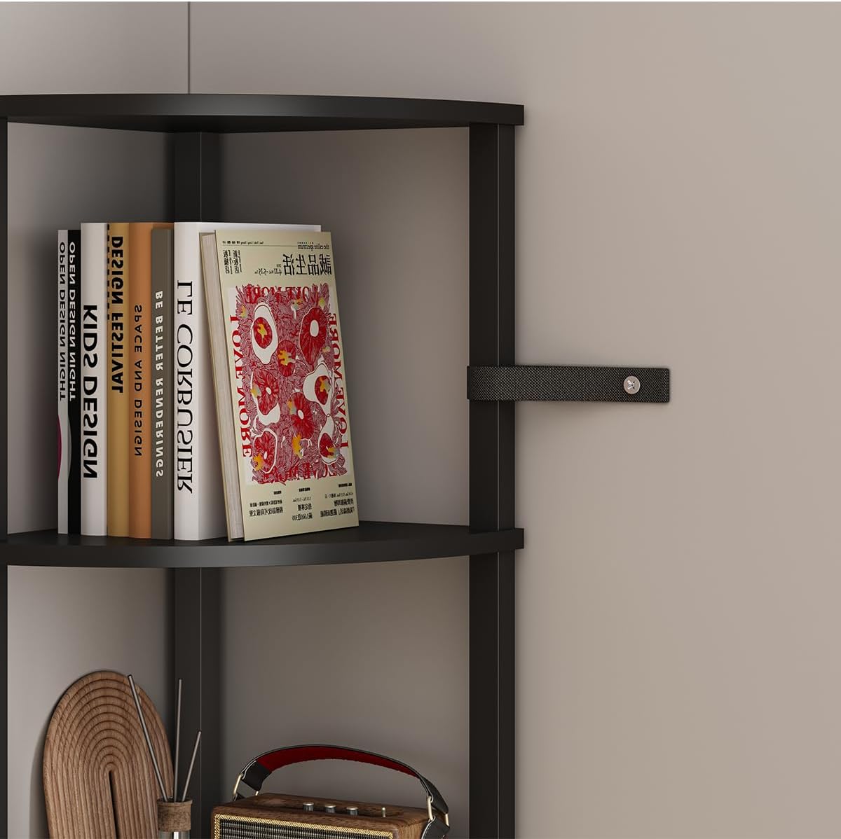 6-Tier Corner Shelf with LED Light Sturdy Black Frame