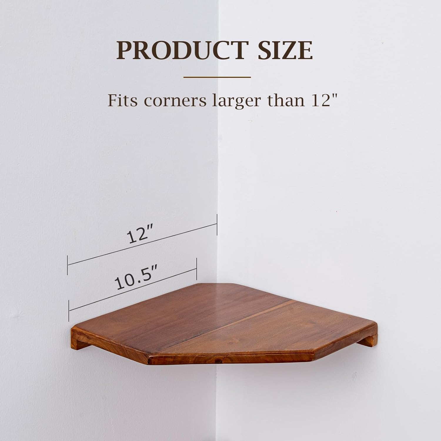 2 Pcs Floating Corner Shelves in Natural Teak