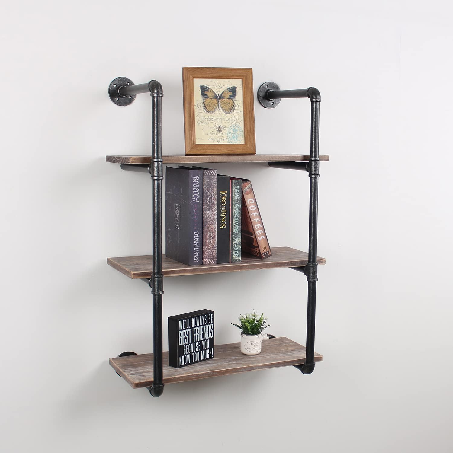 Industrial Style 24in Rustic Metal Floating Shelves