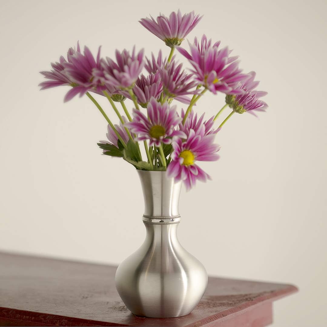 Danforth Sweet William Flower Vase Pewter Satin 5 Inch