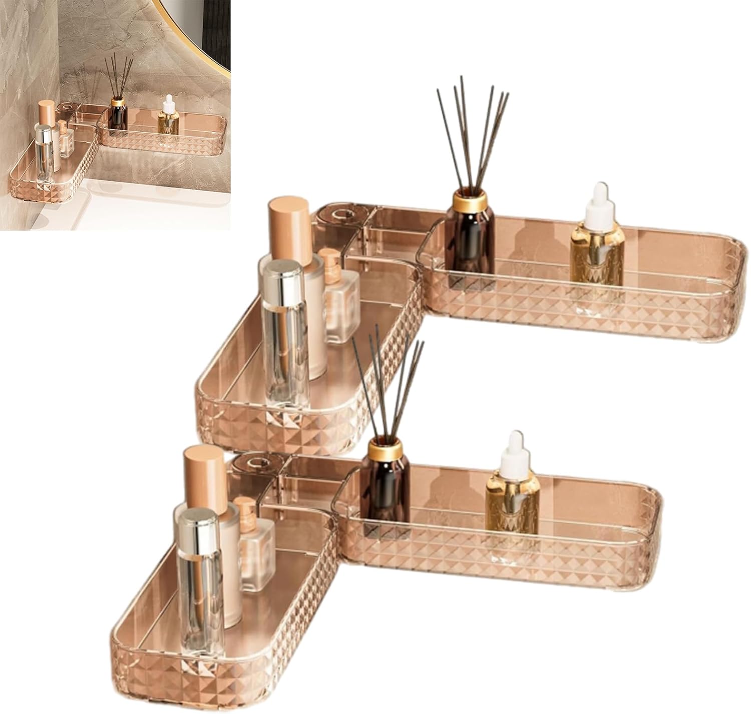 U Shaped Rotating Storage Shelf Pink 2pcs