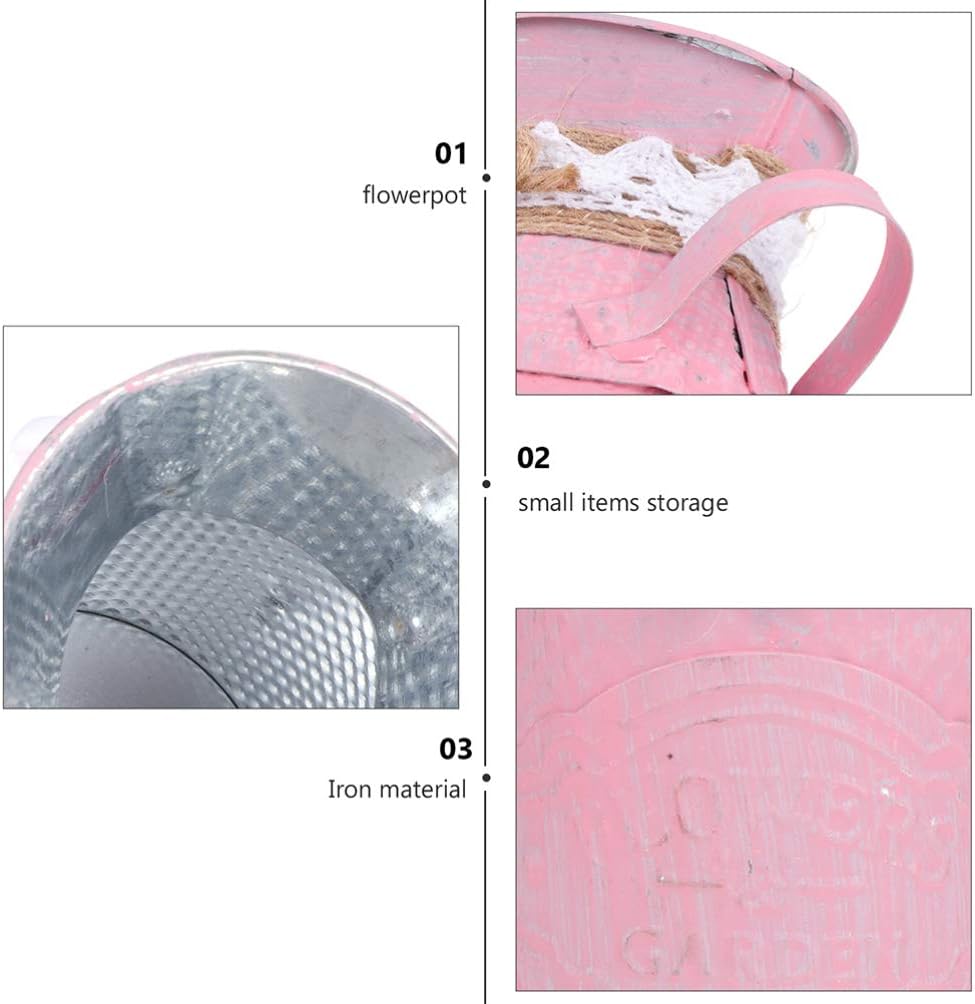 DOITOOL Vintage Pink Galvanized Vase Set