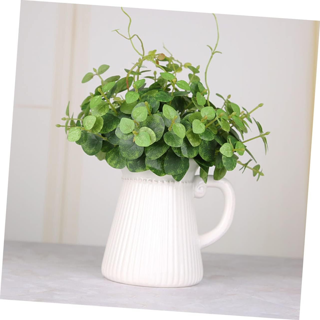White Ceramic Flower Vase with Embossed Design