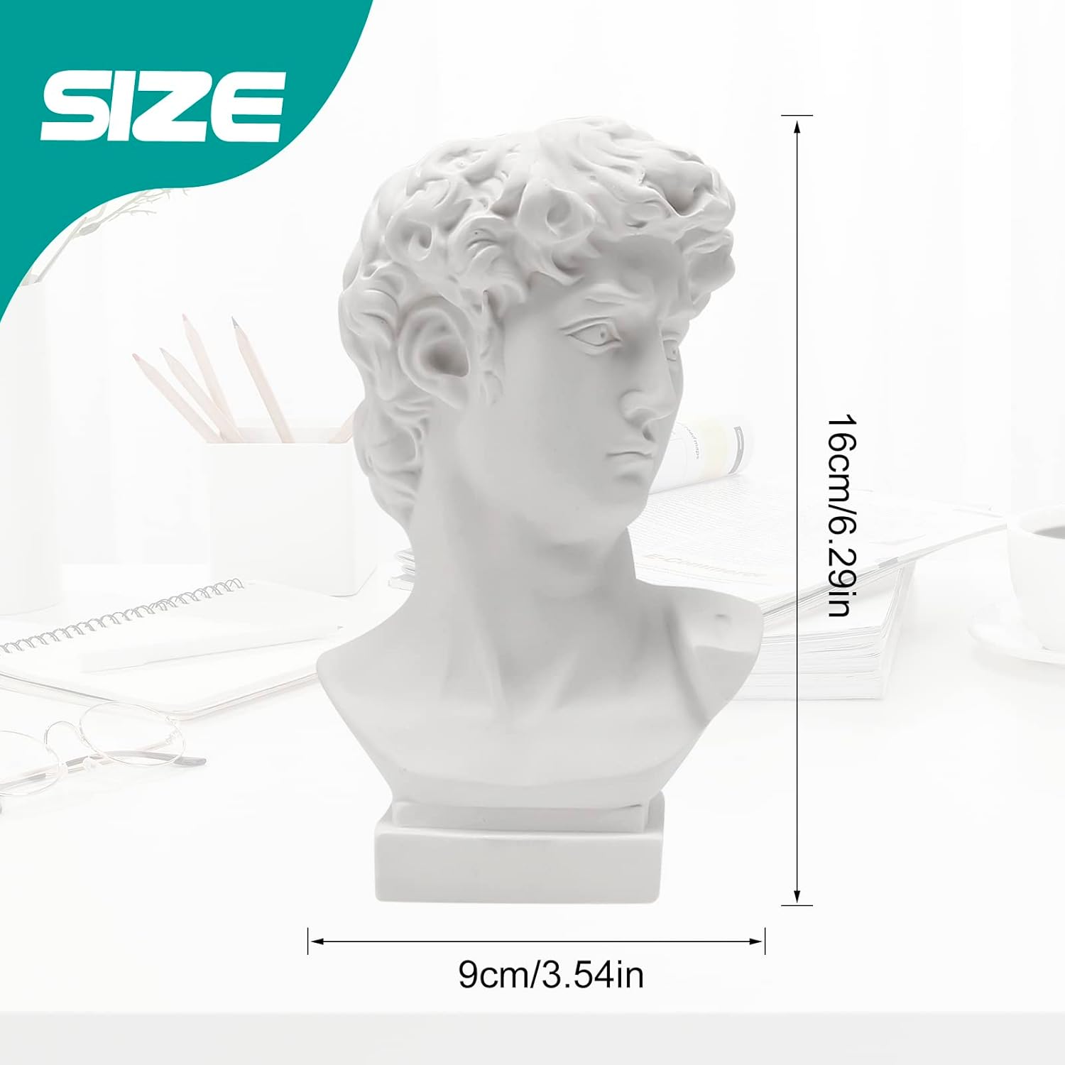 Greek David Statue Head Vase Retro Decor Brush Holder