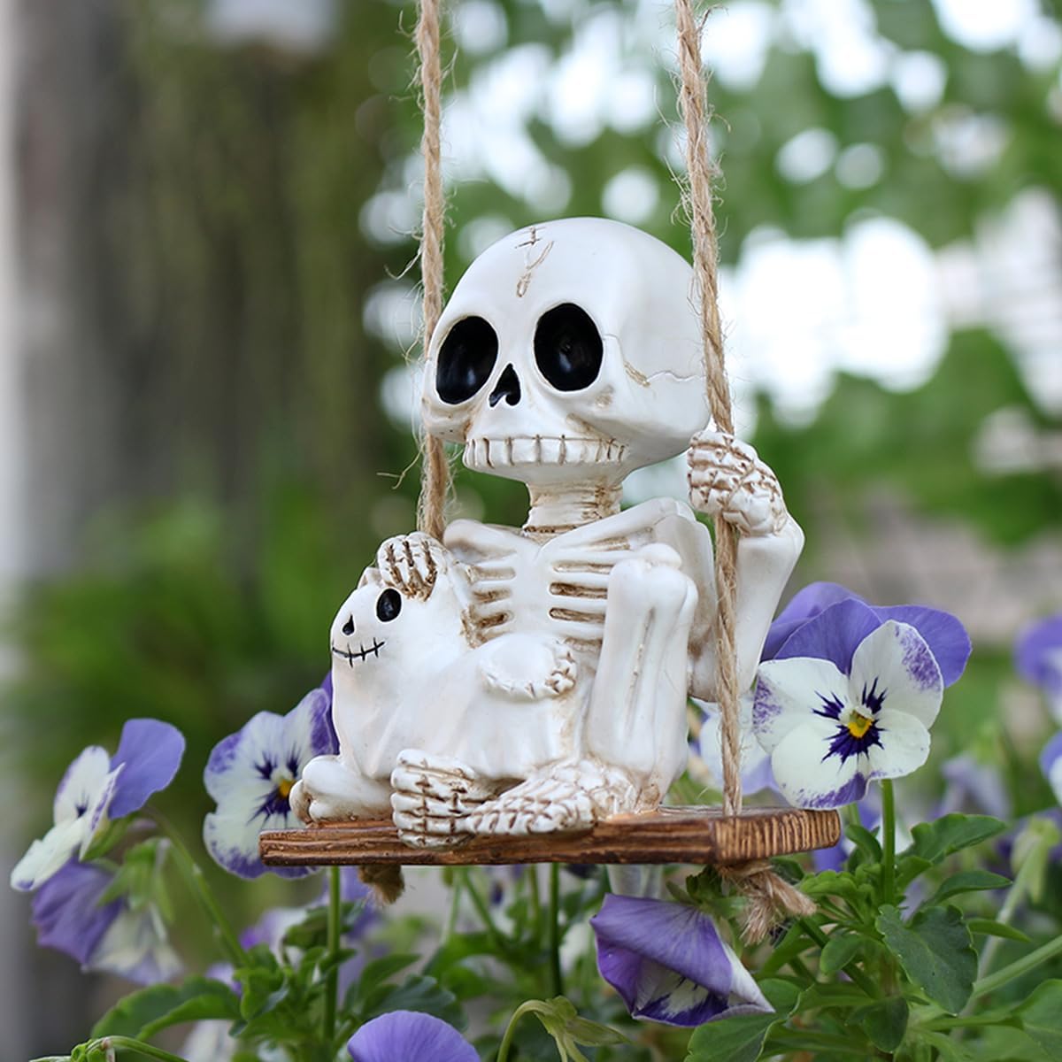 Halloween Skeleton Cat Swing Ornament - Spooky Decor