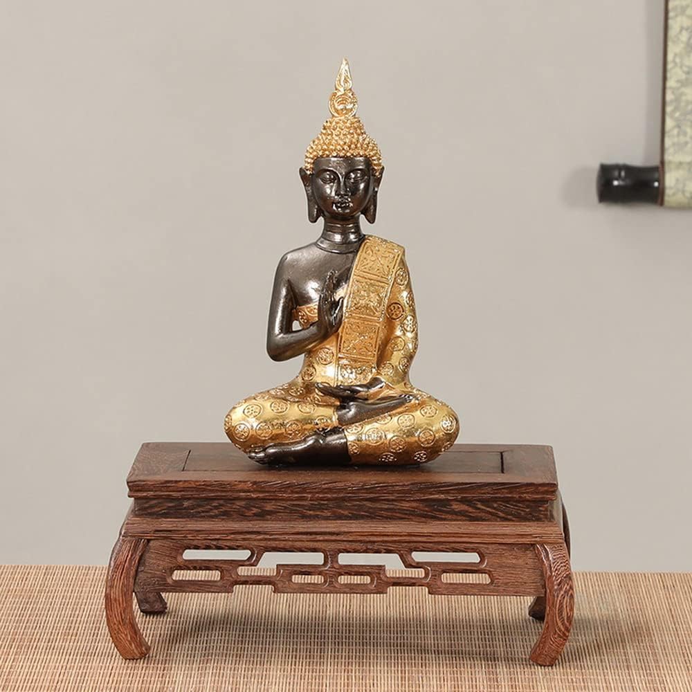 GOLDYWENDY Wooden Carved Base Vase Fishbowl Buddha Statue Display Stand