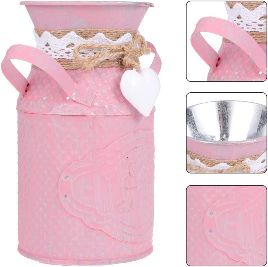 DOITOOL Vintage Pink Galvanized Vase Set