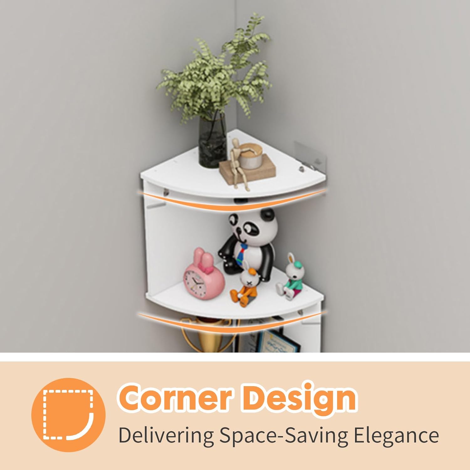 ShellKingdom 5 Tier Corner Shelf Wall Mount White