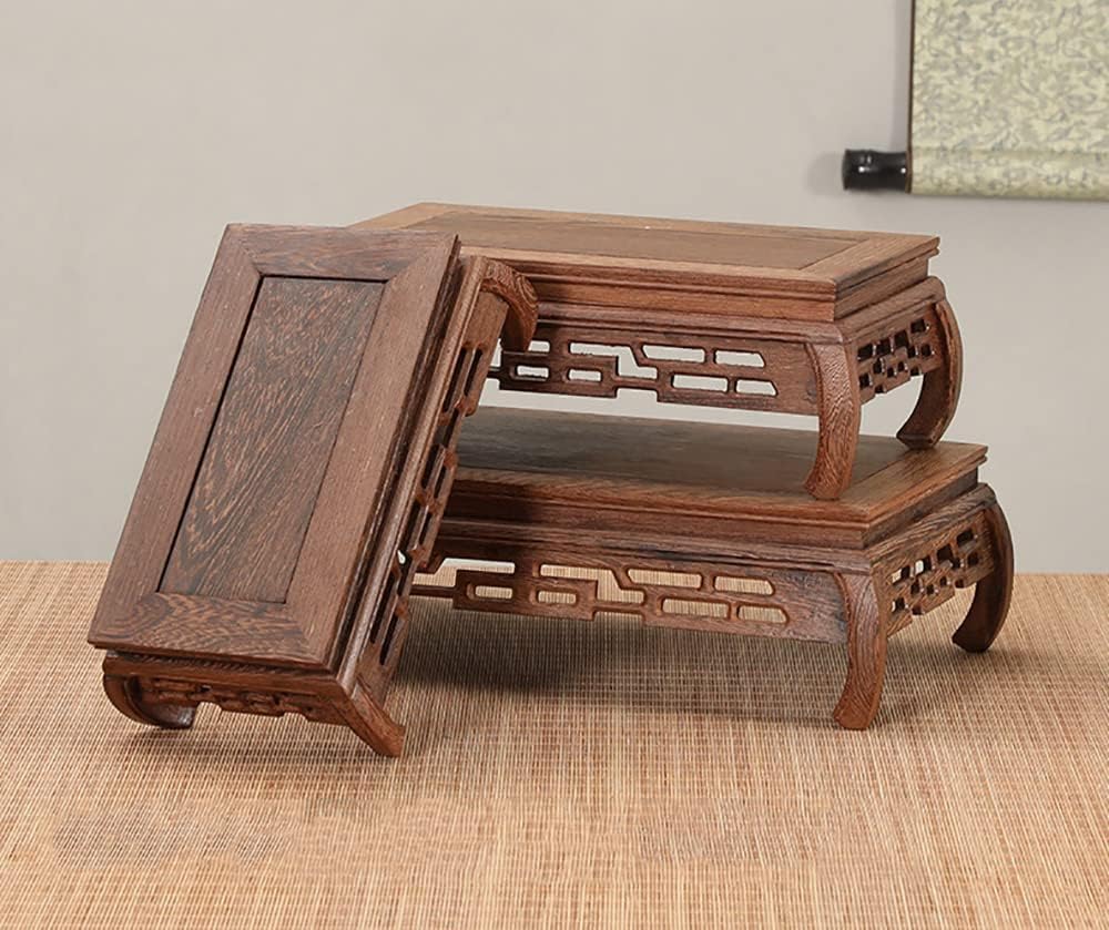 GOLDYWENDY Wooden Carved Base Vase Fishbowl Buddha Statue Display Stand