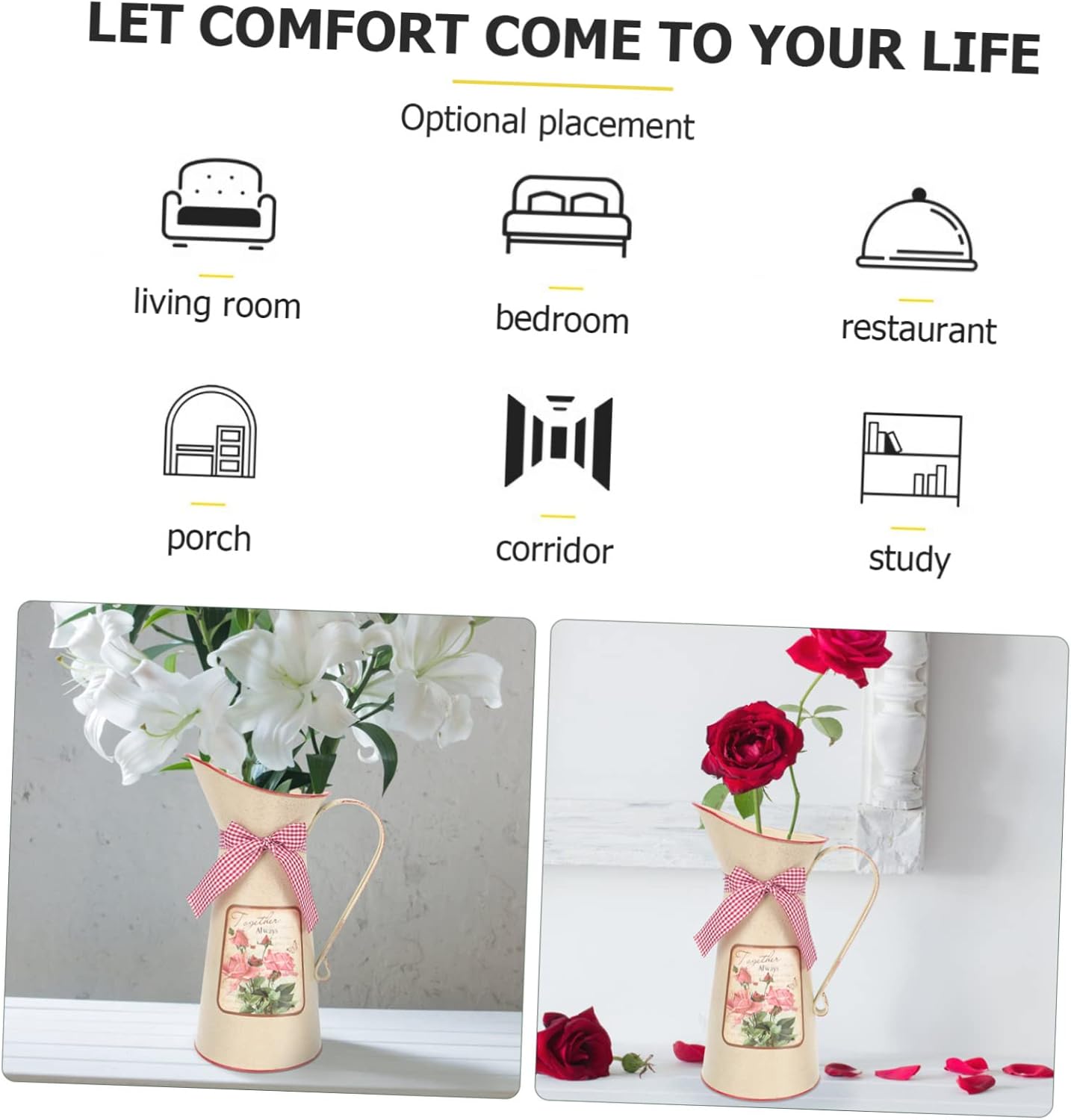 Rustic Metal Flower Bucket Vase for Home Decor 1