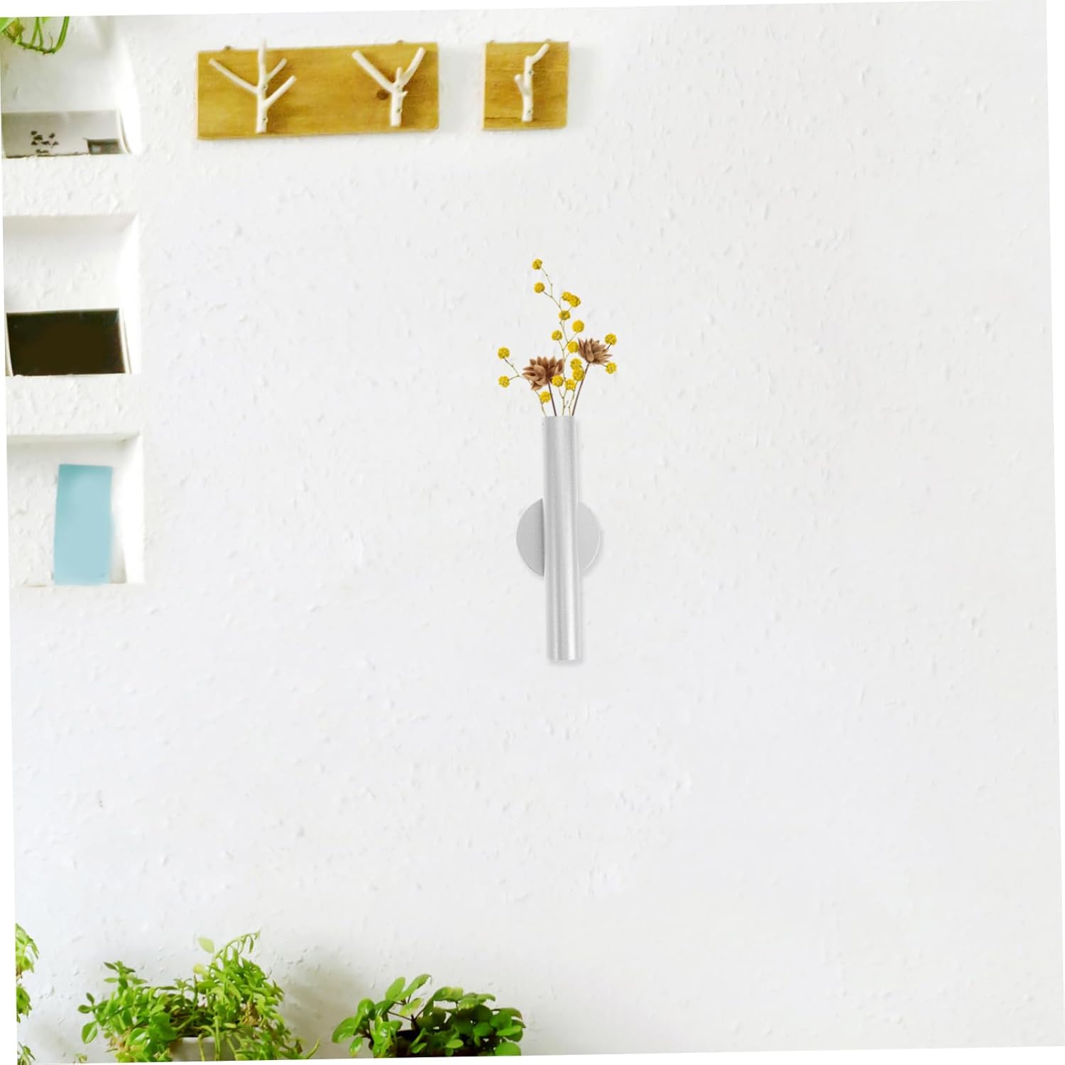 Cabilock Metal Wall Vase for Dried Bouquets and Faux Flowers