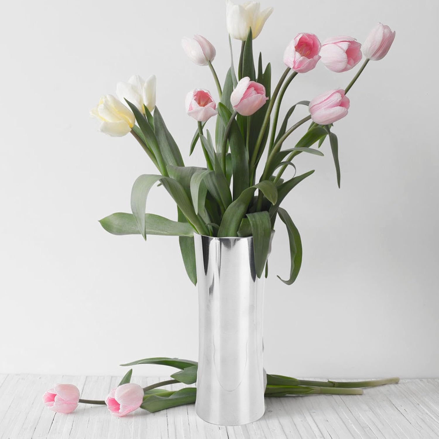 304 Stainless Steel Tall Vase with Unique Waist Shape