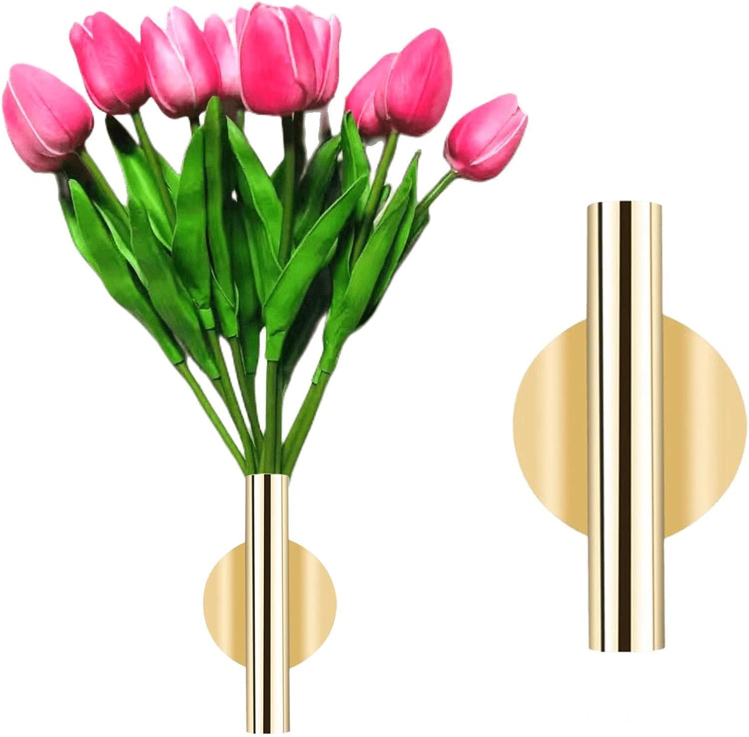 Gold Wall Decor Plant Vase Metal Tube Holder
