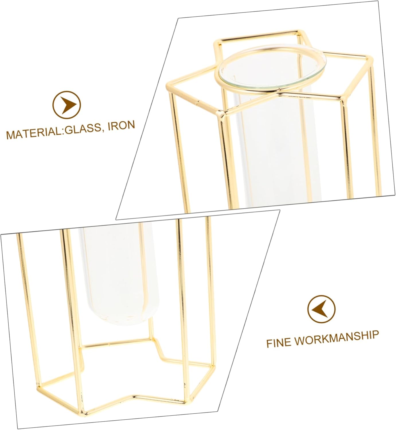 PRETYZOOM Transparent Glass Bud Vase with Iron Stand
