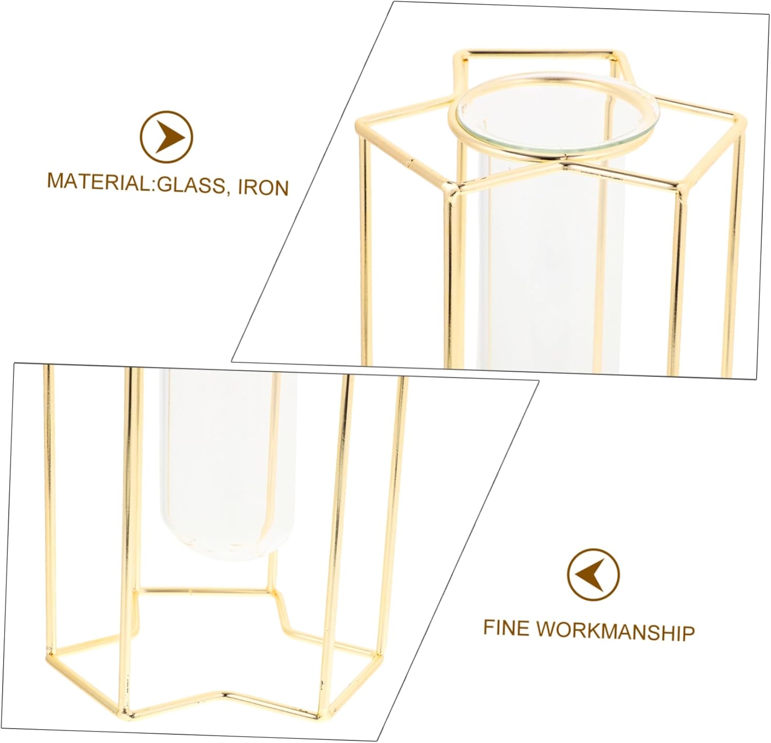 Minimalist Flower Vase with Iron Stand for Home and Office