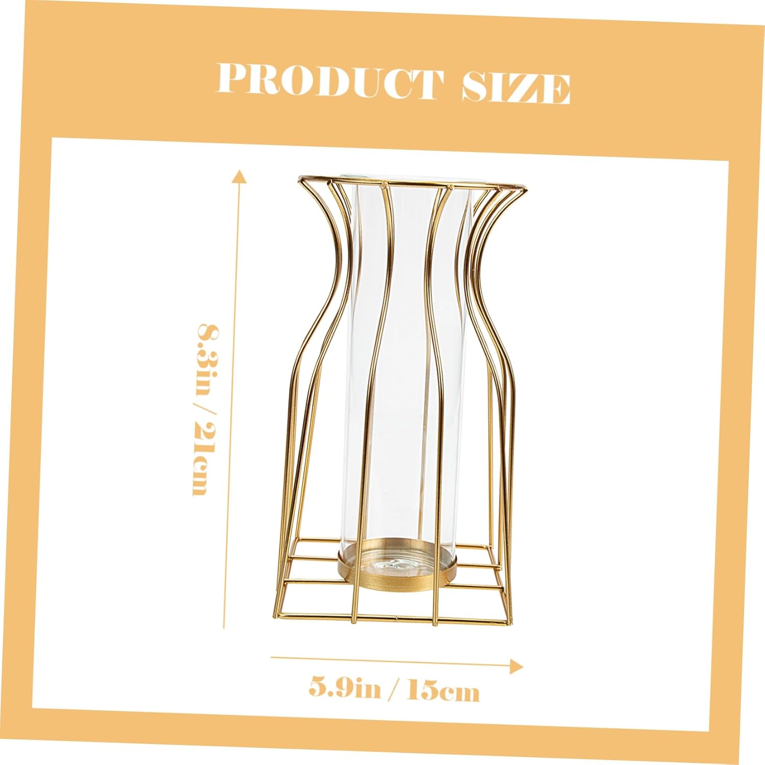 Cabilock Geometric Iron Art Flower Vase Glass Decor