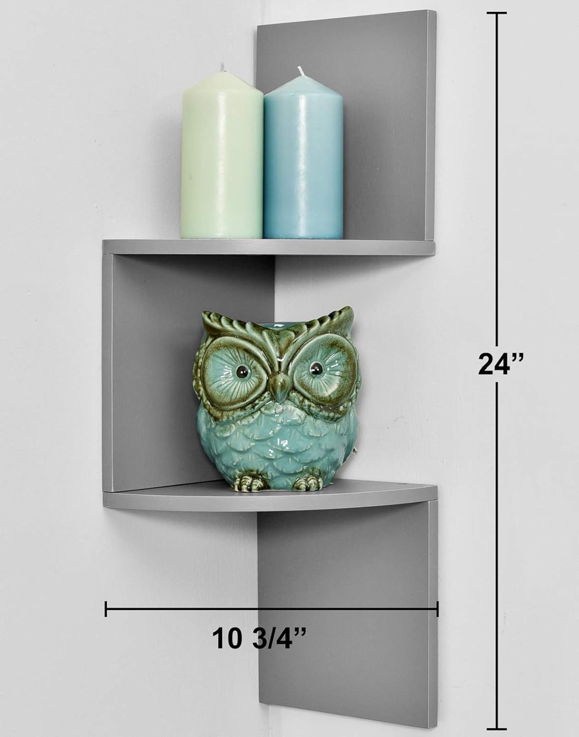 Greenco 2-Tier Corner Shelves Gray Finish Floating Wall Mount