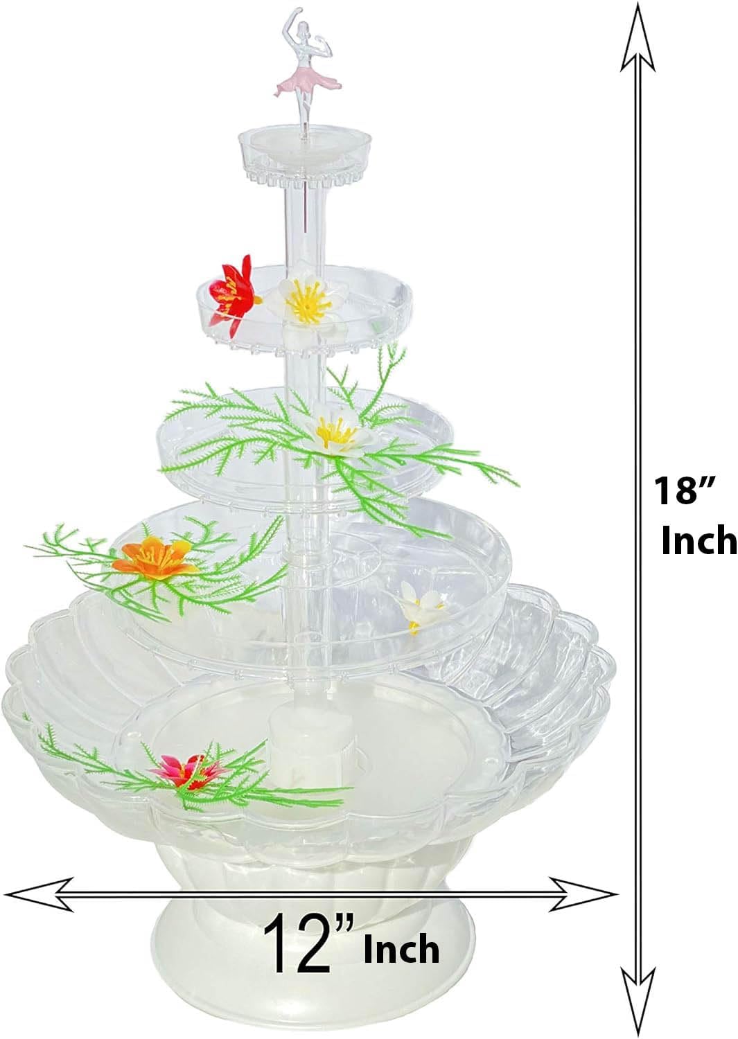 18 Inch Lighted Plastic Water Fountain for Wedding or Cake Centerpiece