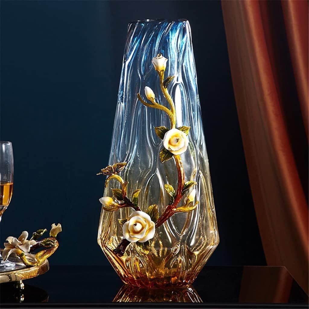 Modern Cream Enamel Glass Artificial Flower Vase
