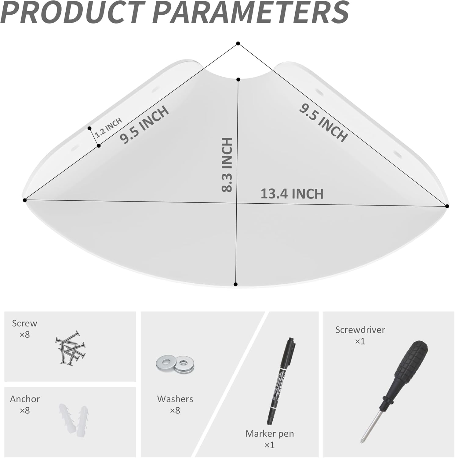 95x95 Inch Acrylic Corner Shelf Set of 2 White