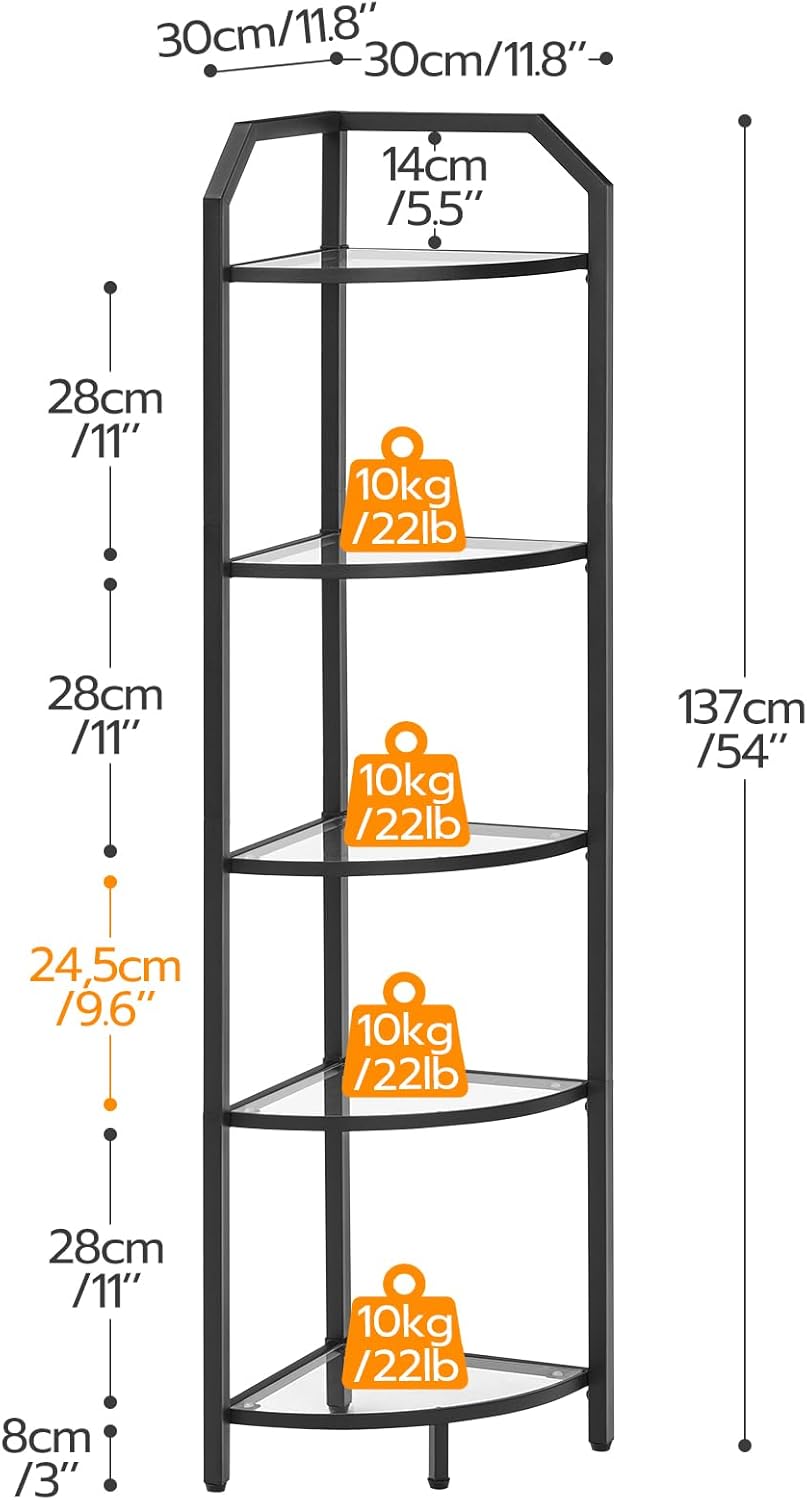 HOOBRO 5-Tier Corner Shelf Stand Black BK15CJ01