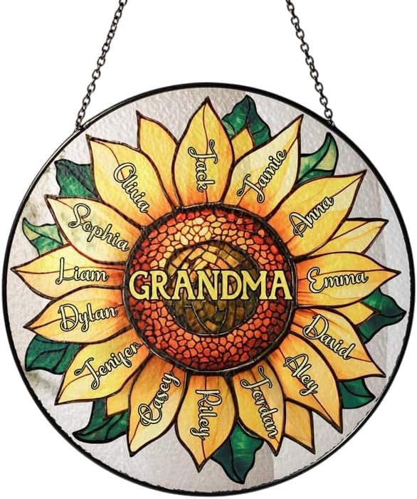 Personalized Grandma Sunflower Suncatcher with Grandkids Names