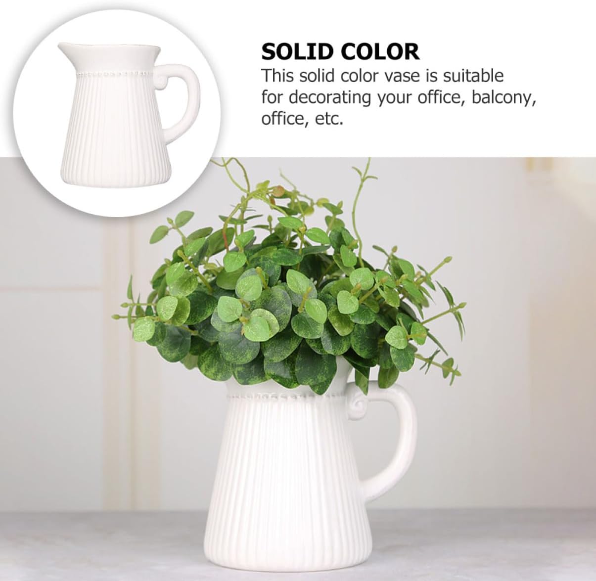 Farmhouse Ceramic Flower Vase with Embossed Design