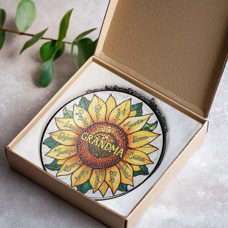 Personalized Grandma Sunflower Suncatcher with Grandkids Names