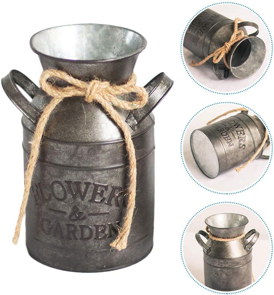 Happyyami Rustic Iron Jug Vase for Home Decor