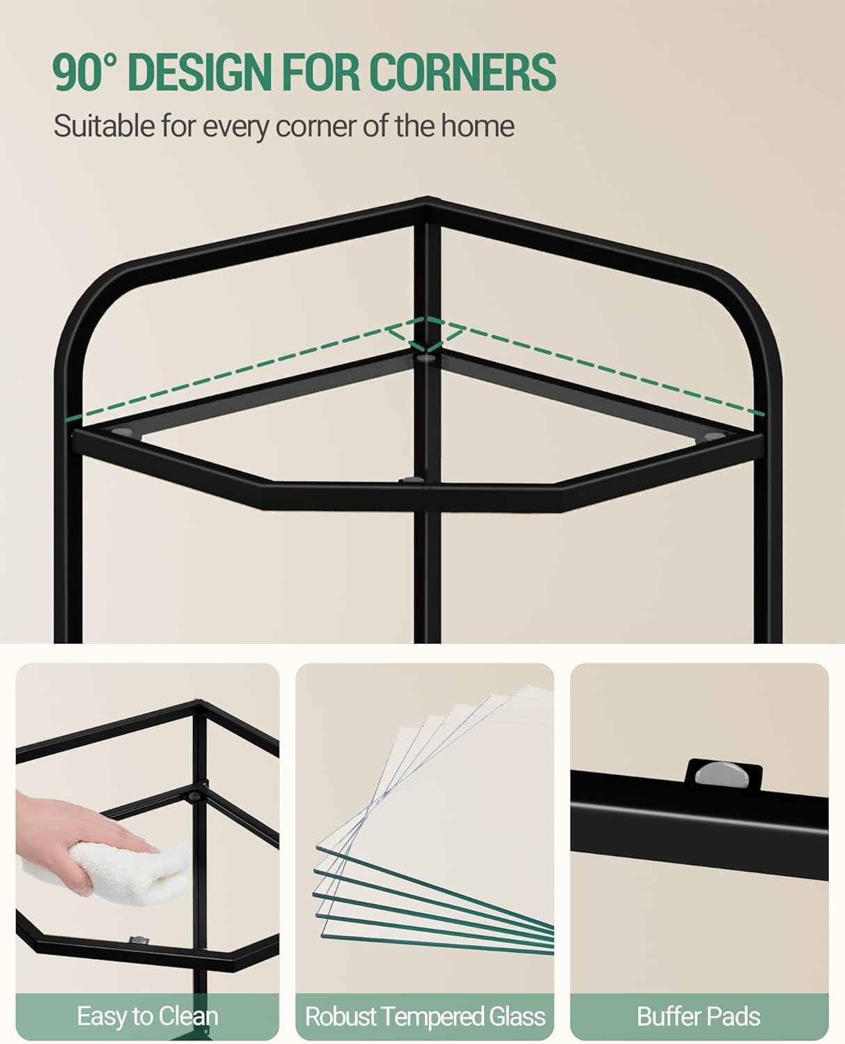 6-Tier Corner Shelf Stand with Tempered Glass