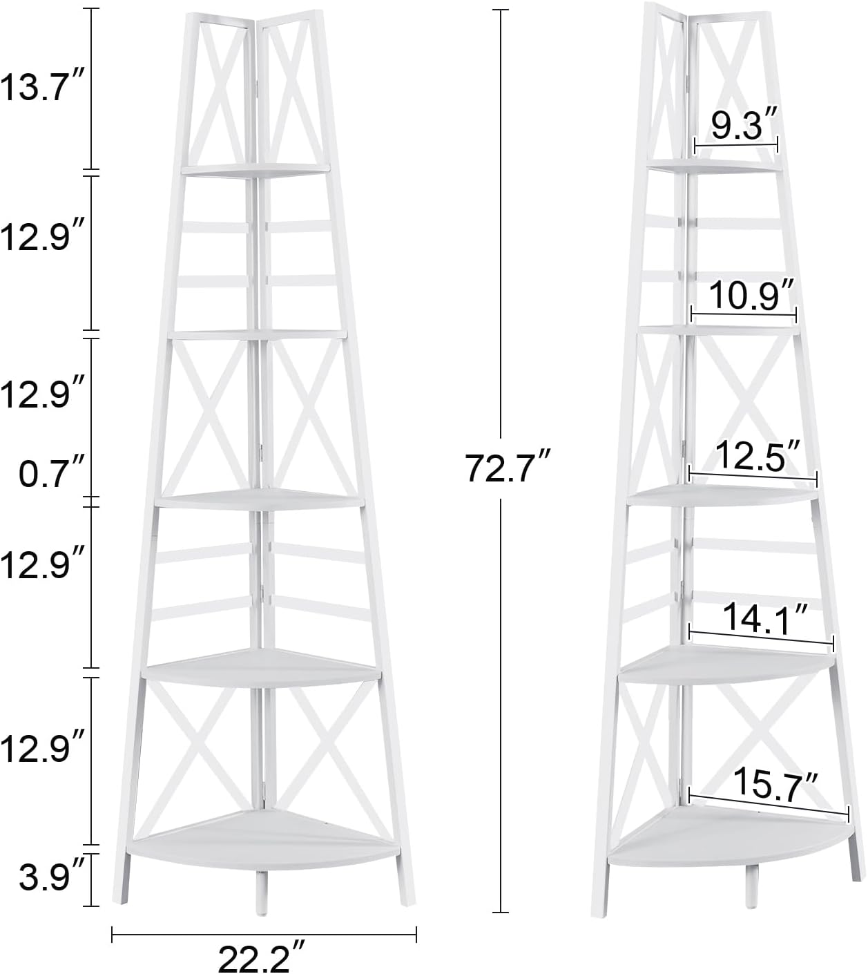 HOMBAZAAR 5 Tier Corner Shelf with Metal Frame