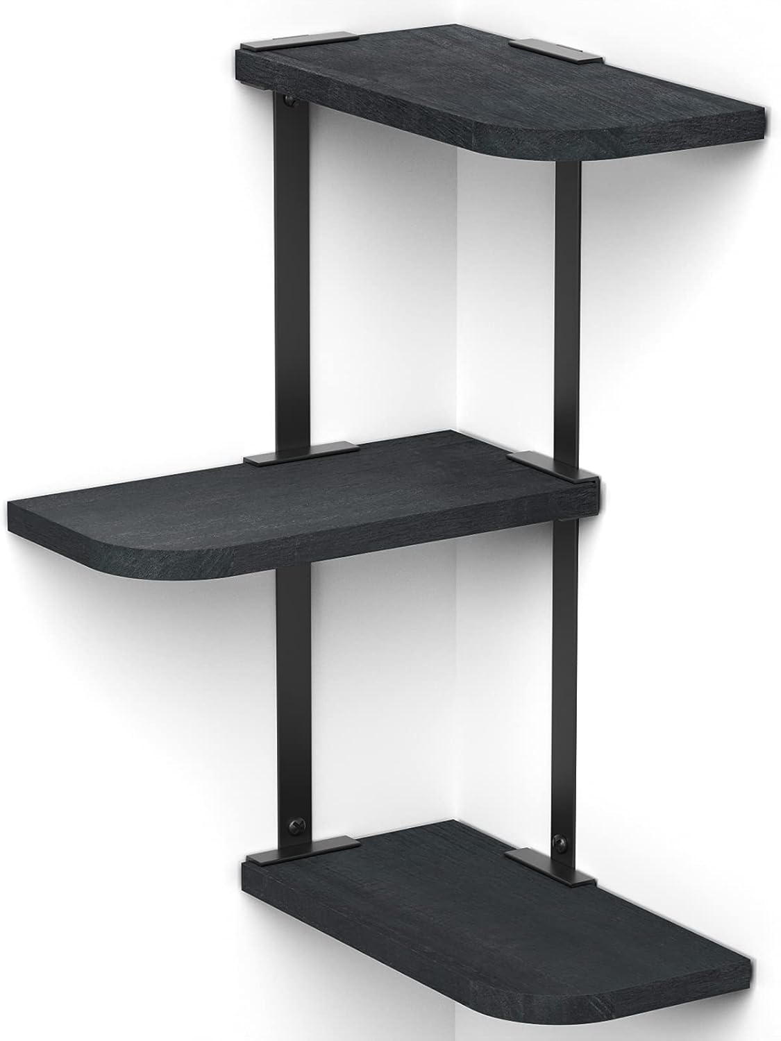 Love-KANKEI 3 Tier Corner Shelf Wall Mount Black