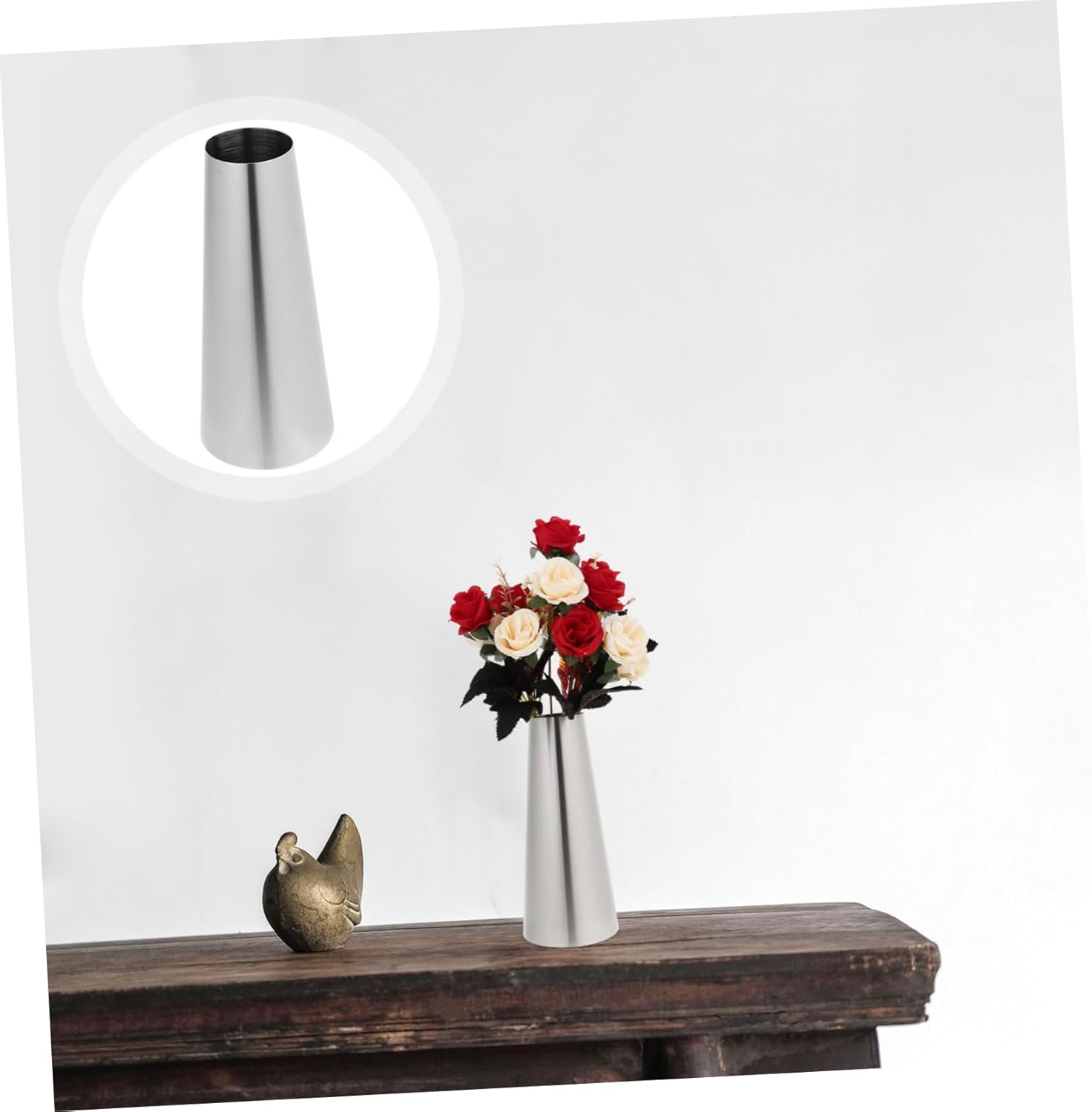 Toyvian Stainless Steel Dried Flower Vase for Home Decor