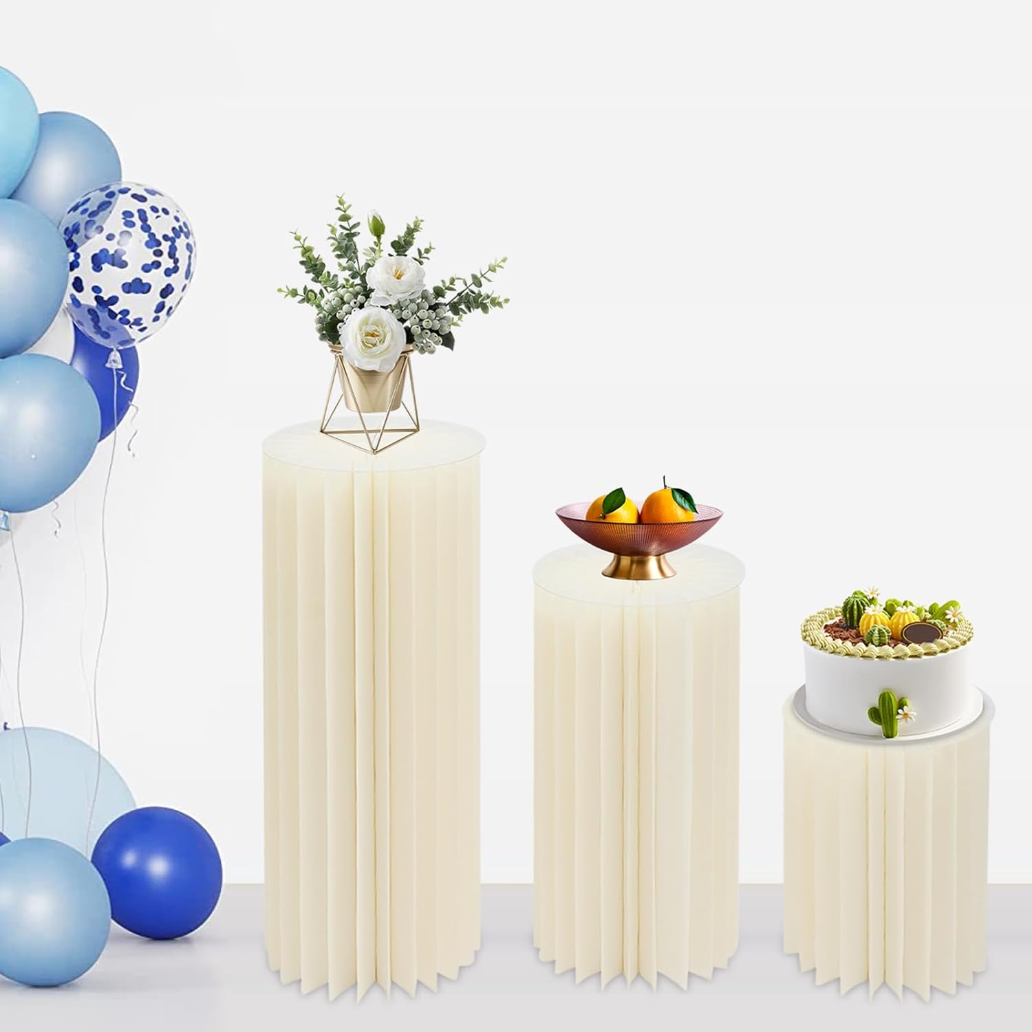 3pcs Foldable White Cardboard Flower Stand Wedding Centerpiece Display